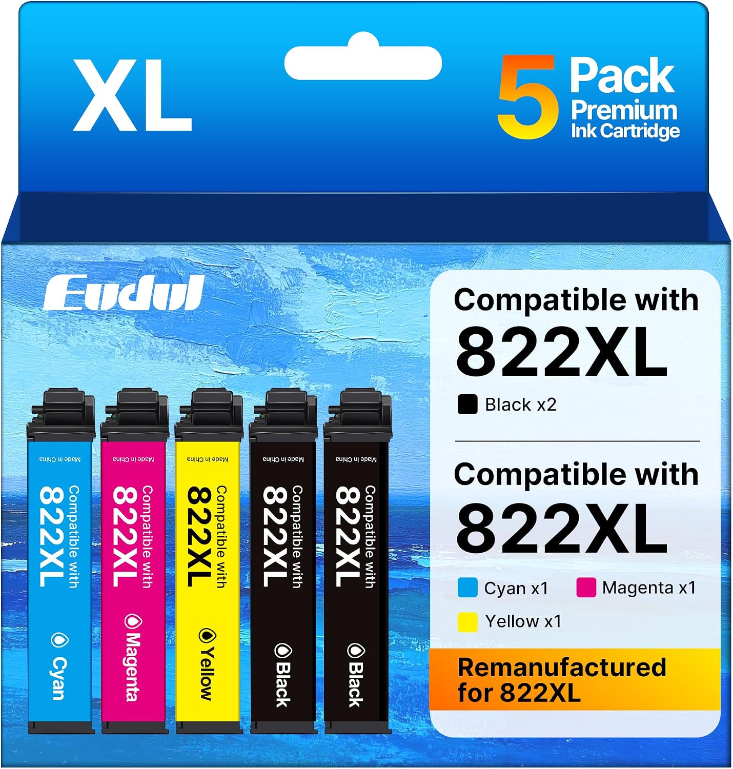 Detalle de Eudul Remanufactured Ink Cartridges 822XL