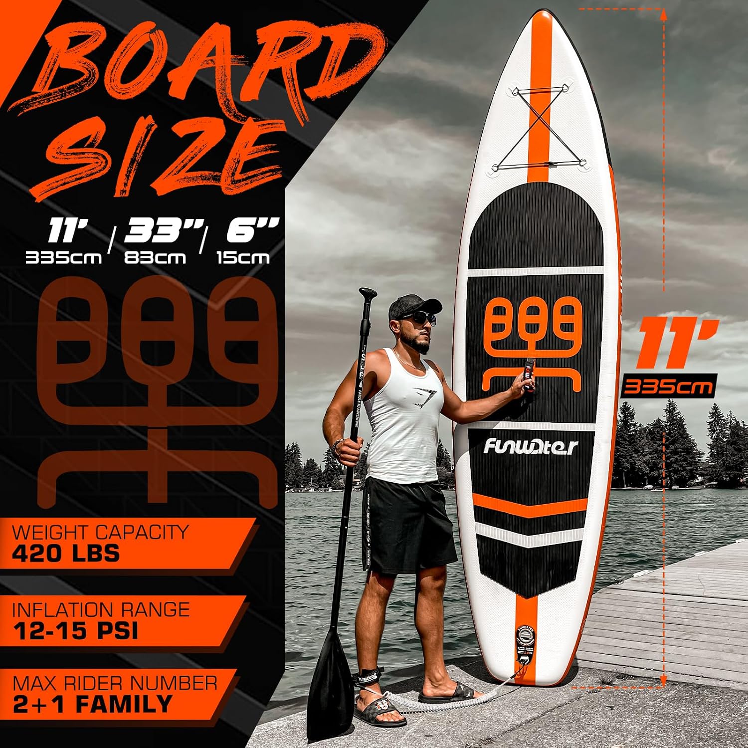 Detalle 2 de FunWater 10'6"–11'6" SUP Board – aufblasbares Allround-Stand-Up-Paddleboard für Einsteiger & Familien