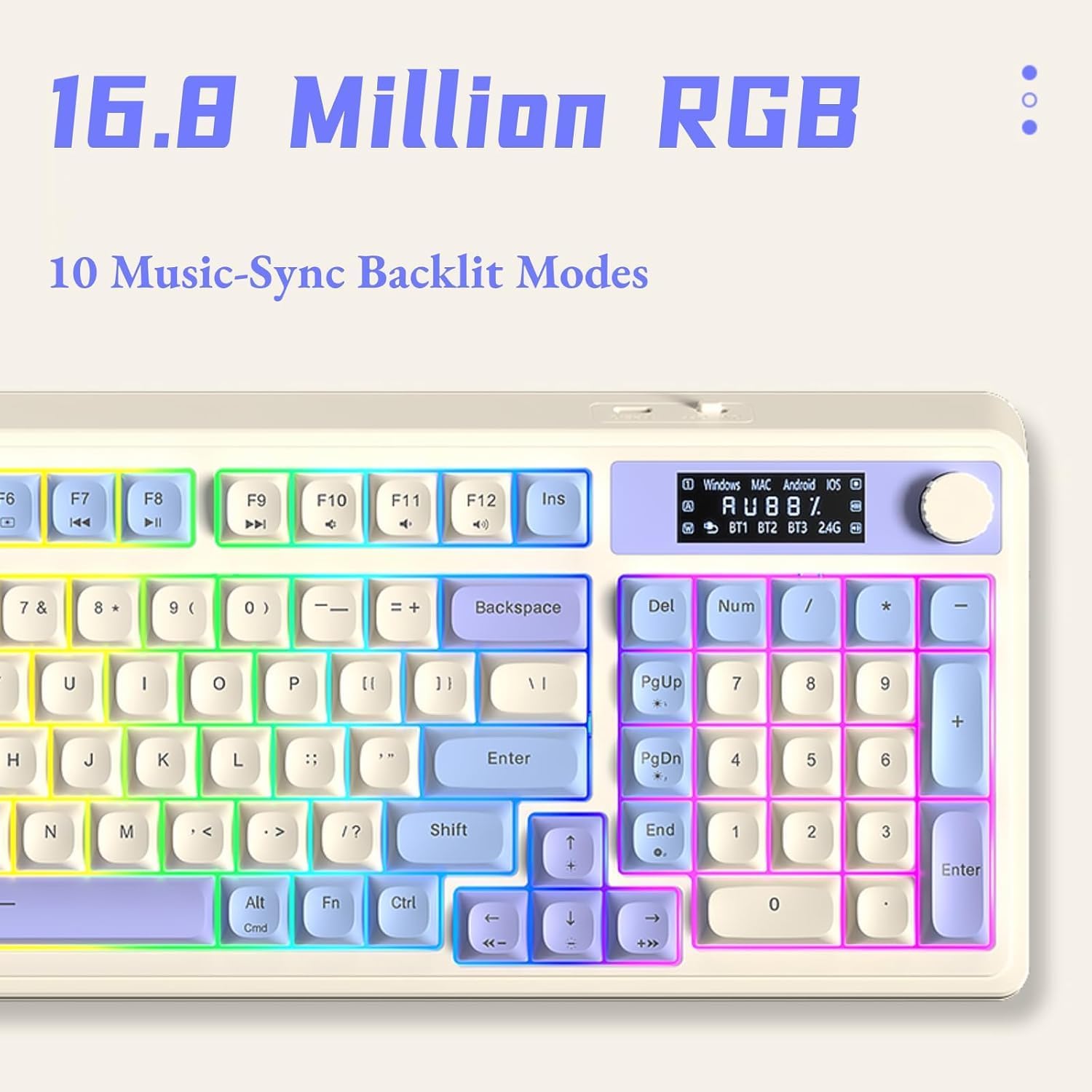 Thumbnail 6 de AULA S99 Pro Wireless Keyboard: 3-Mode Connectivity, Macro Customization, and RGB Backlit Typewriter Style
