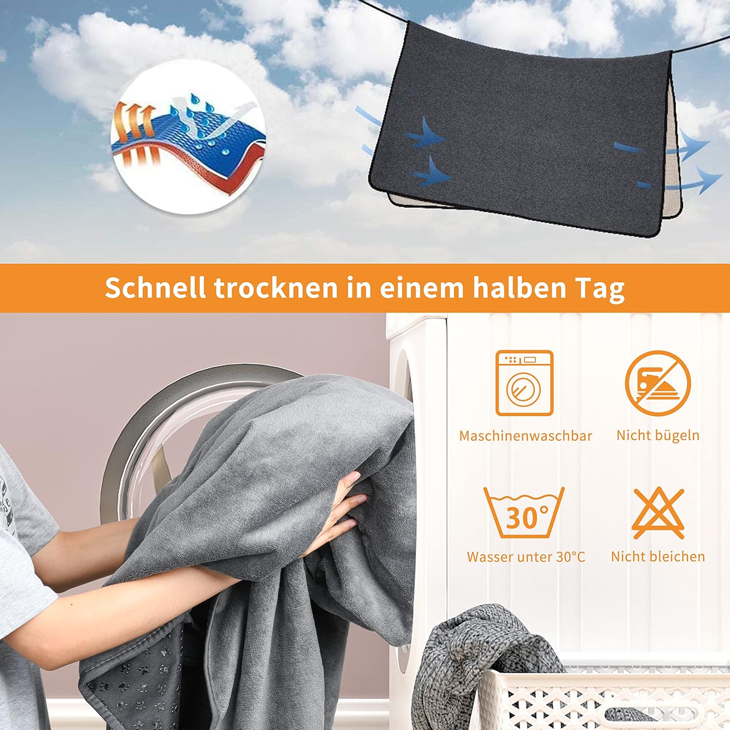 Thumbnail 4 de PICK FOR LIFE 2er waschbare Welpenunterlagen 90 x 60 cm (grau) – schnell absorbierendes Training Pad