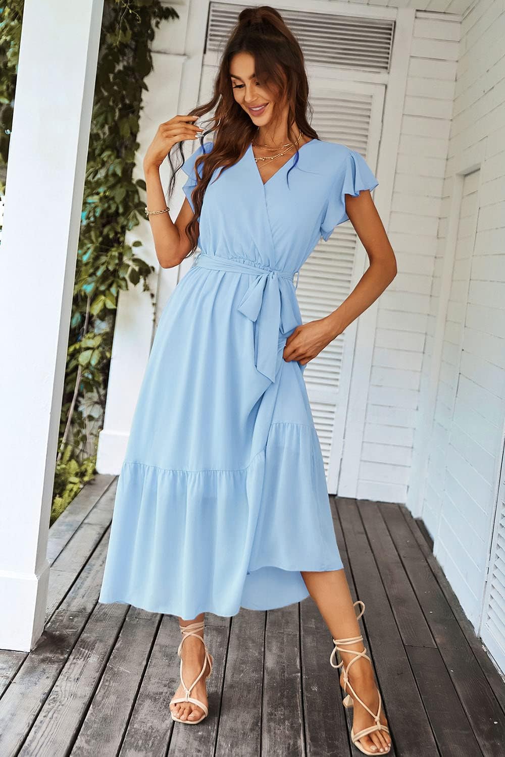 Thumbnail 6 de PRETTYGARDEN Women's Summer Floral Boho Maxi Dress with Wrap V-Neck