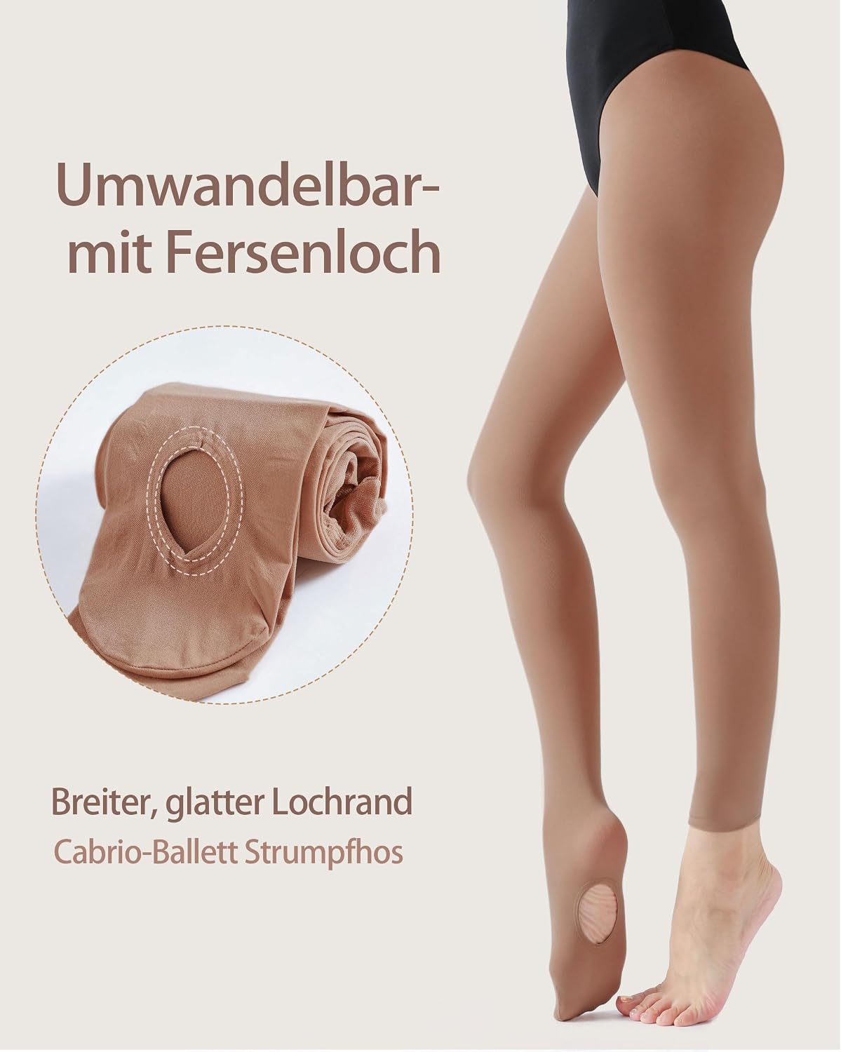 Detalle 2 de Nebalia converteerbare balletpanty met voetopening voor dames en meisjes