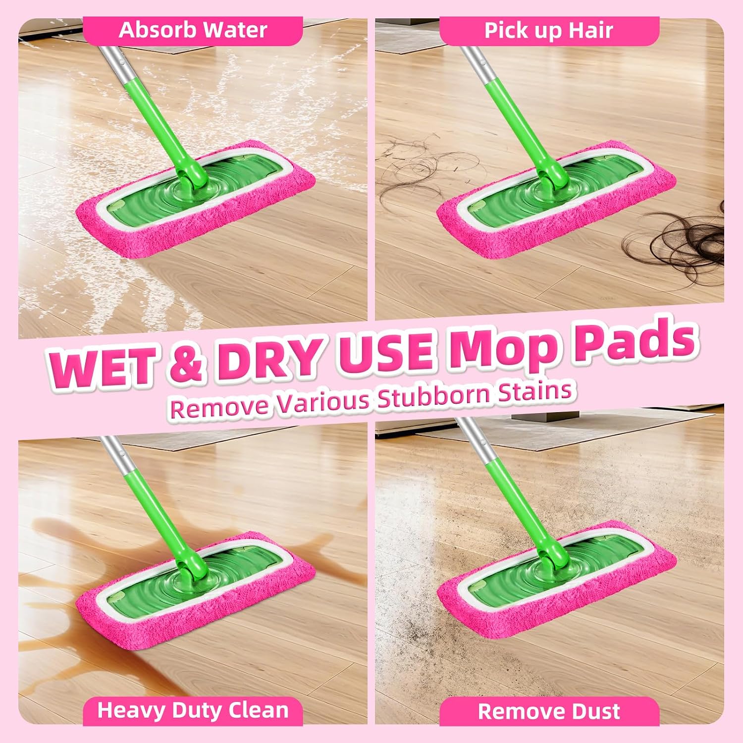 Thumbnail 3 de Reusable Microfiber Mop Pads for Swiffer Sweeper Mop – Wet/Dry Refills, 6-Pack