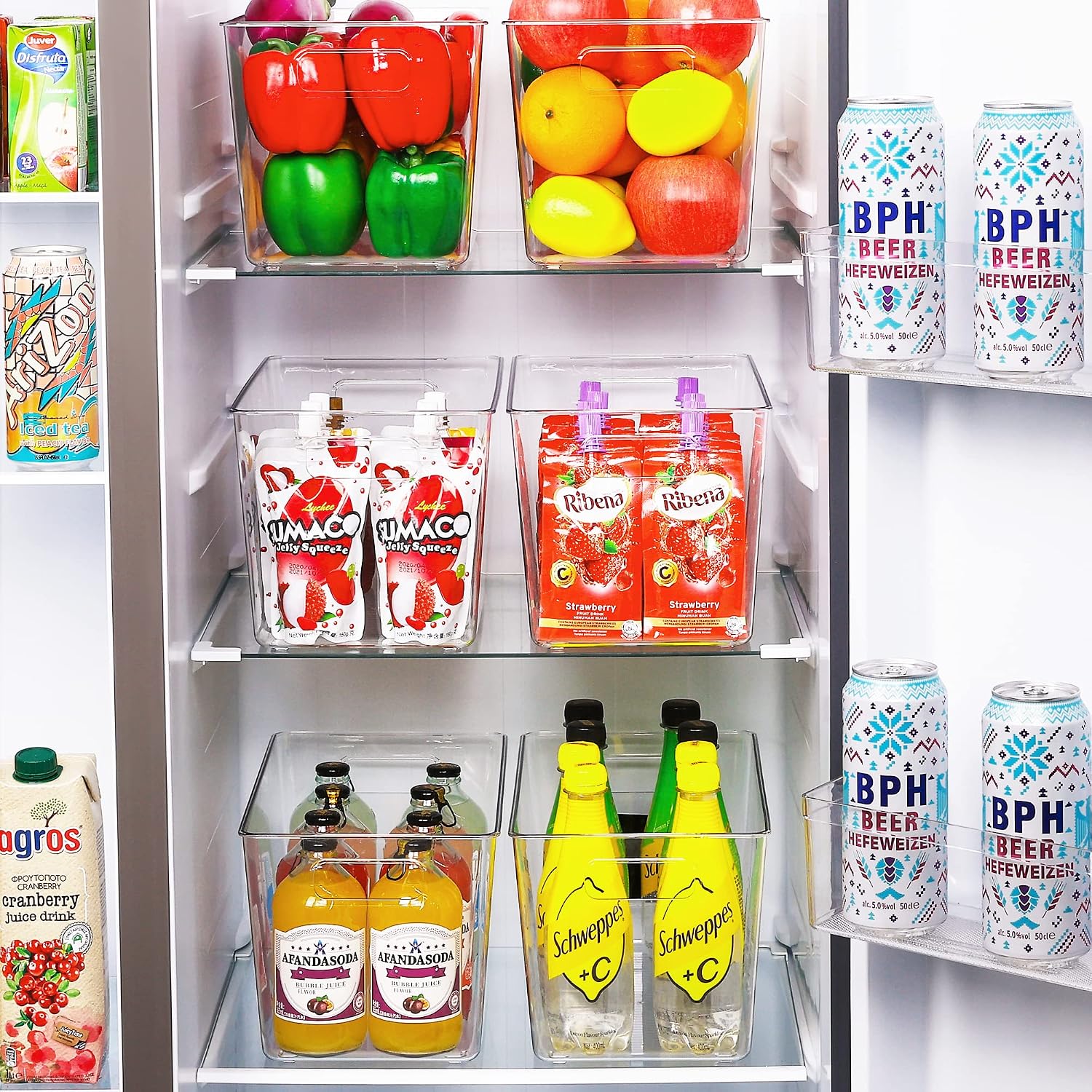Thumbnail 3 de Vtopmart 6 Clear Plastic Storage Bins (XL) with Handles for Fridge, Pantry & Cupboards