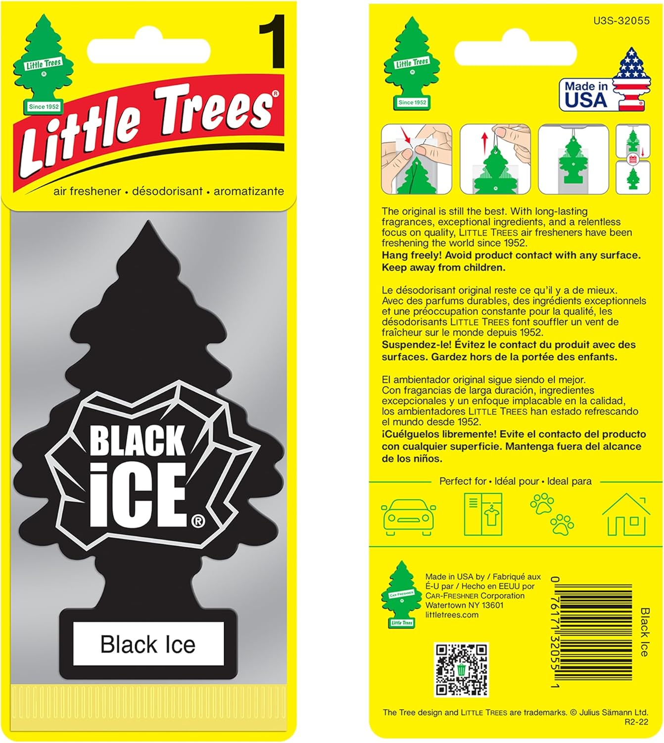 Little Trees Air Freshener Tree MTR0004 Black Ice – hanging car, home and caravan fragrance (single pack)