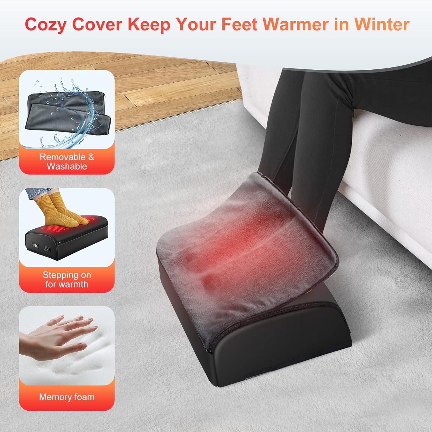 Thumbnail 6 de COMFIER heated foot rest with under-desk support for home office and gaming desks