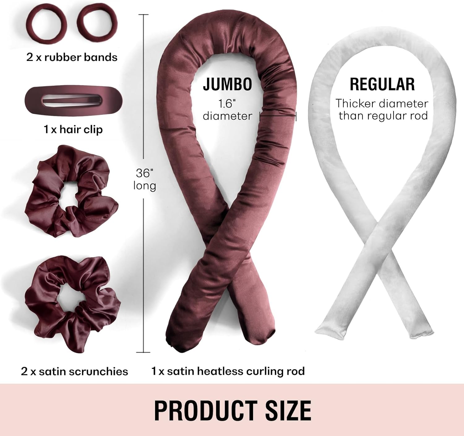 Thumbnail 2 de BLINKEEN Jumbo Heatless Hair Curler Set — Satin Overnight Curls (Burgundy)