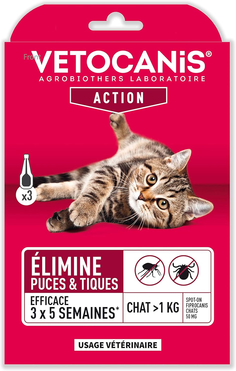 Detalle de Vetocanis Pipette chat anti puces et tiques – protection 15 semaines (pack de 3)