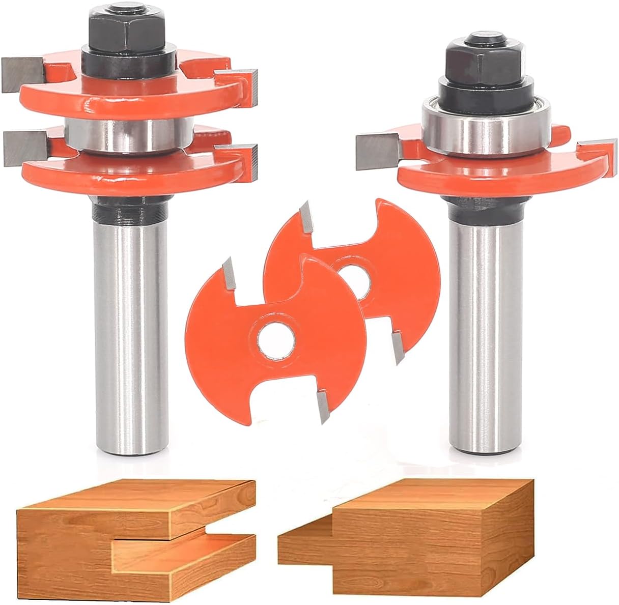 Thumbnail 6 de 2pcs T Tongue and Groove Joint Set for Router Bits, 1/4" Shank, Carbide Tipped