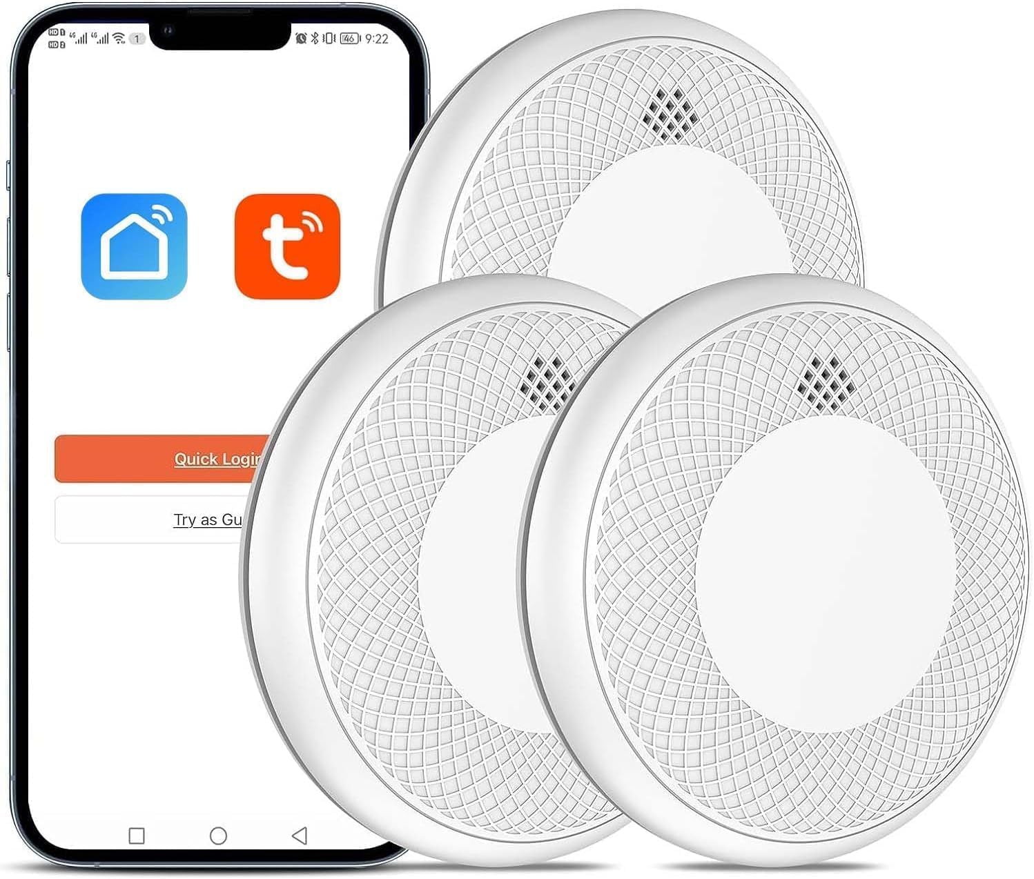 Detalle de Detector de Humo Inteligente Wi‑Fi 3 piezas