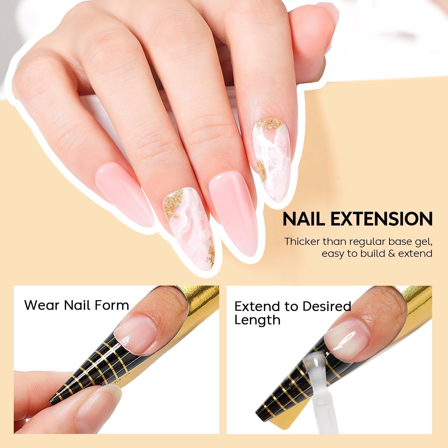 Detalle de Nicedeco 6pcs 5ml Gel Construction Ongle UV 8 en 1 – Base Builder, Renforcement et Extensions