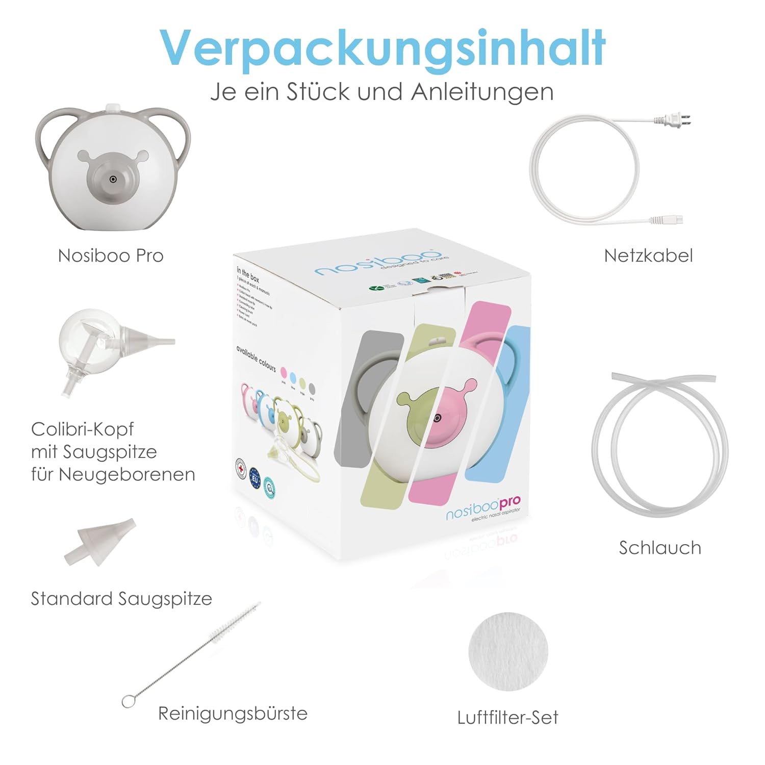 Thumbnail 1 de Nosiboo Pro Baby Nasensauger elektrisch (elektrisch) – mit Colibri-Saugkopf für leichtes Reinigen