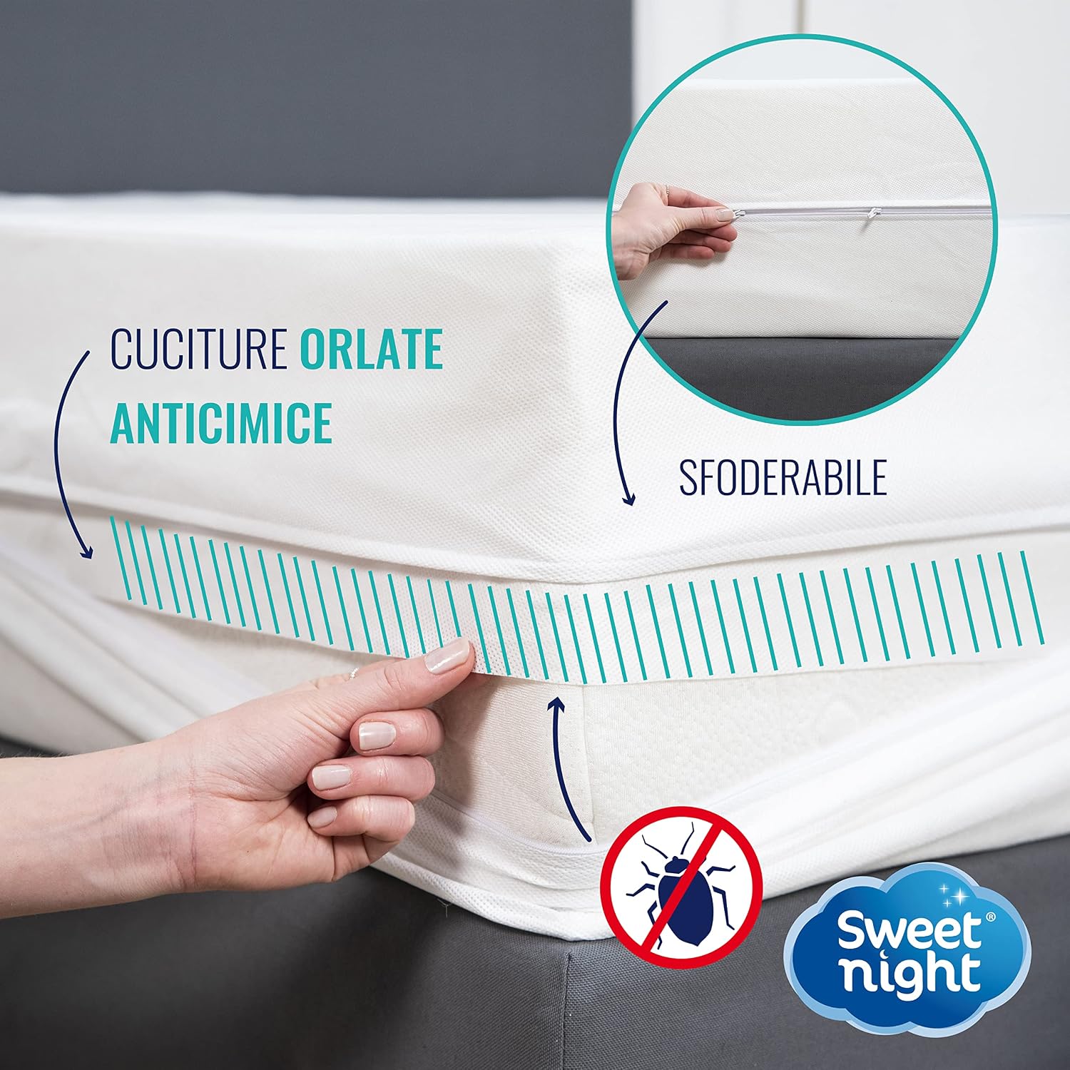 Detalle de SWEET NIGHT Fodera integrale 160x200 cm