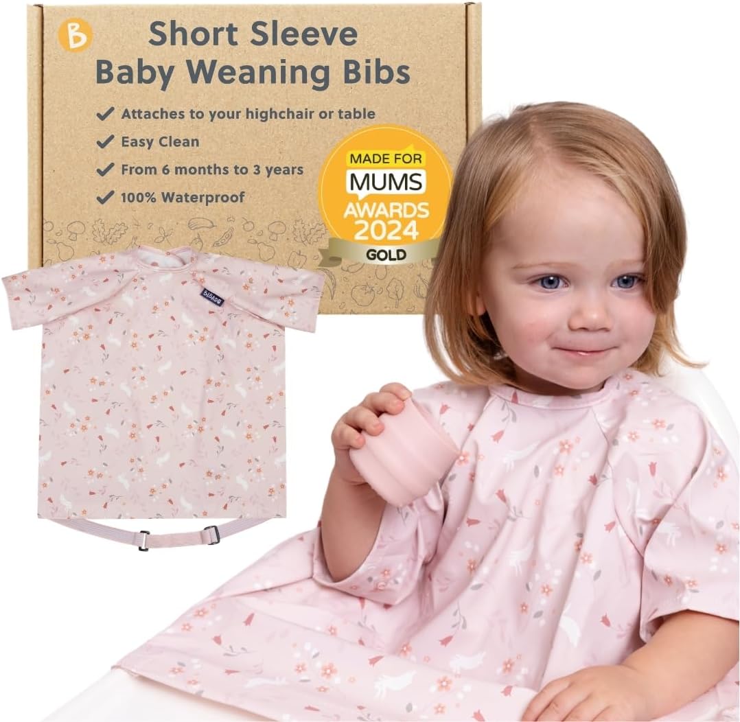 Detalle de BIBaDO Short Sleeve Baby Bibs for 6–36 Months: Coverall Weaning Bib for Messier Meals