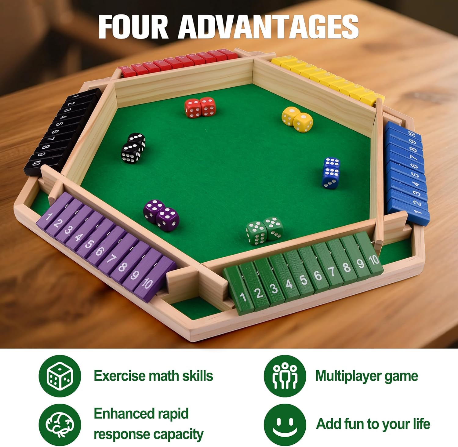 Detalle 2 de Shut The Box en bois pour 6 joueurs