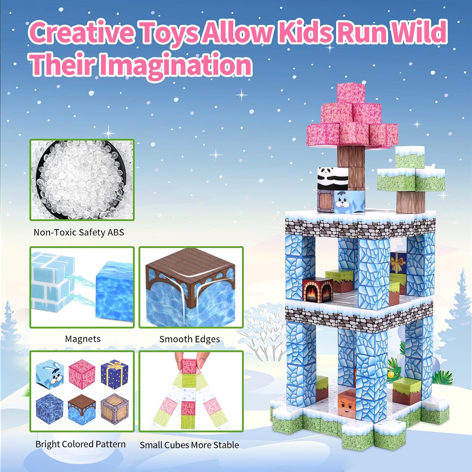 Thumbnail 4 de YIHANG 100-Piece Magnetic Building Blocks for Kids | Build Magnet Ice Castle World Set