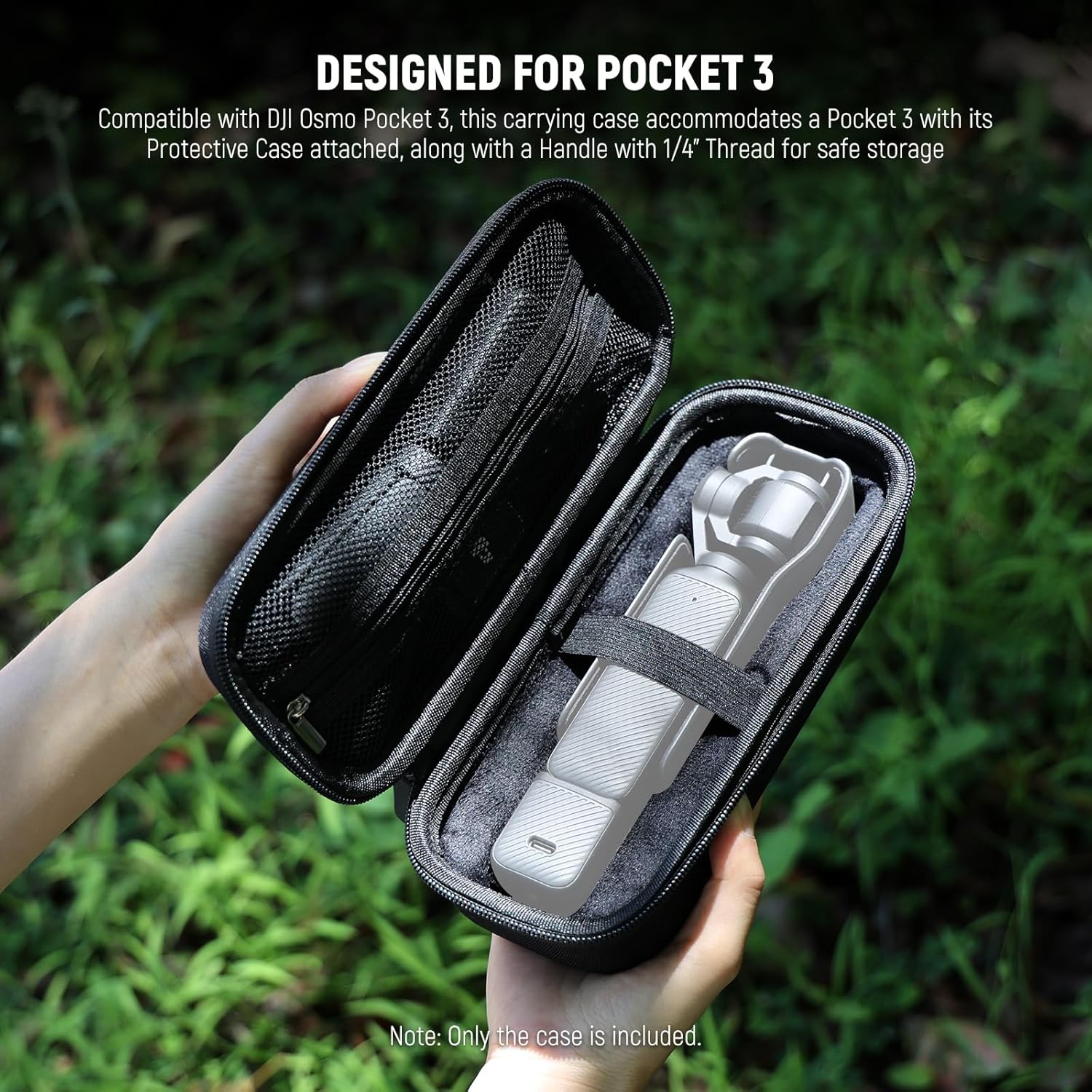 Detalle de NEEWER Tragetasche für DJI Osmo Pocket 3 (Pocket 3) AC025 – robuste Hartschale mit Zubehör-Netztasche