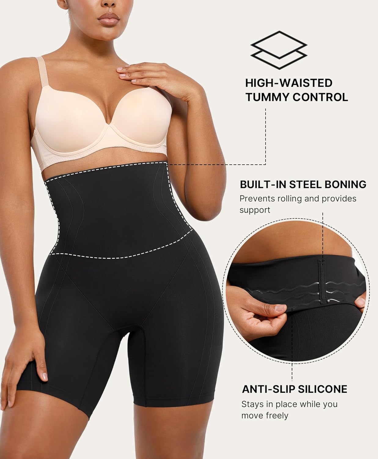 Thumbnail 2 de SHAPELLX Tummy Control Shapewear Shorts for Women – Seamless High-Waisted Body Shaper