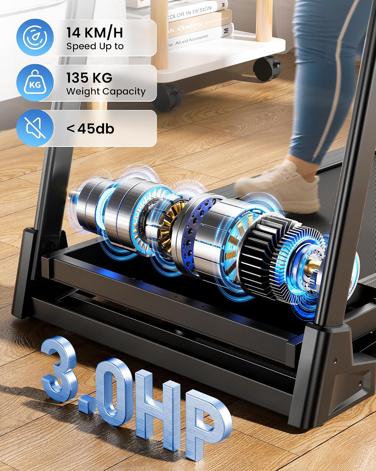 Detalle de JAGJOG JT61 Foldable Treadmill with 15% Auto Incline and 14 km/h Speed