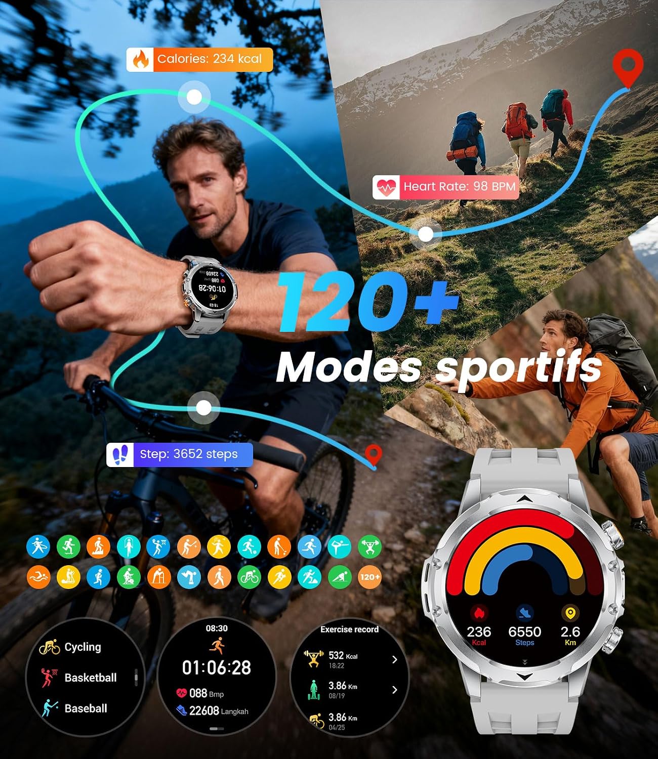 Detalle de LIGE SMART Montre Connectée 1000mAh