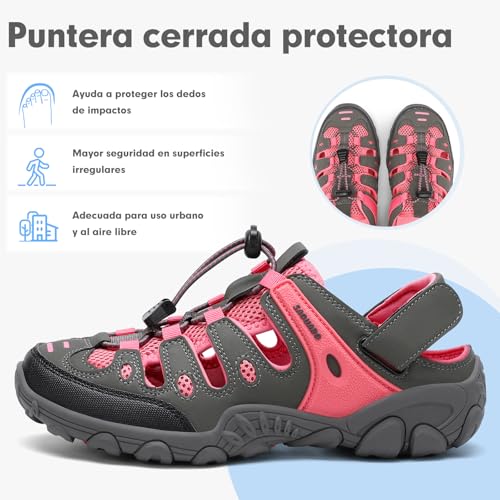 Detalle 2 de SAGUARO Sandalias de Senderismo Hombre, Sandalias Cerradas, Rosa, Talla 36