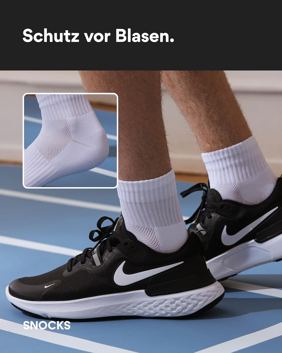 Detalle de Snocks Mittelhohe Laufsocken (4 Paar) – atmungsaktive Sport-Quarter-Socken ohne Verrutschen, Gr. 35–50