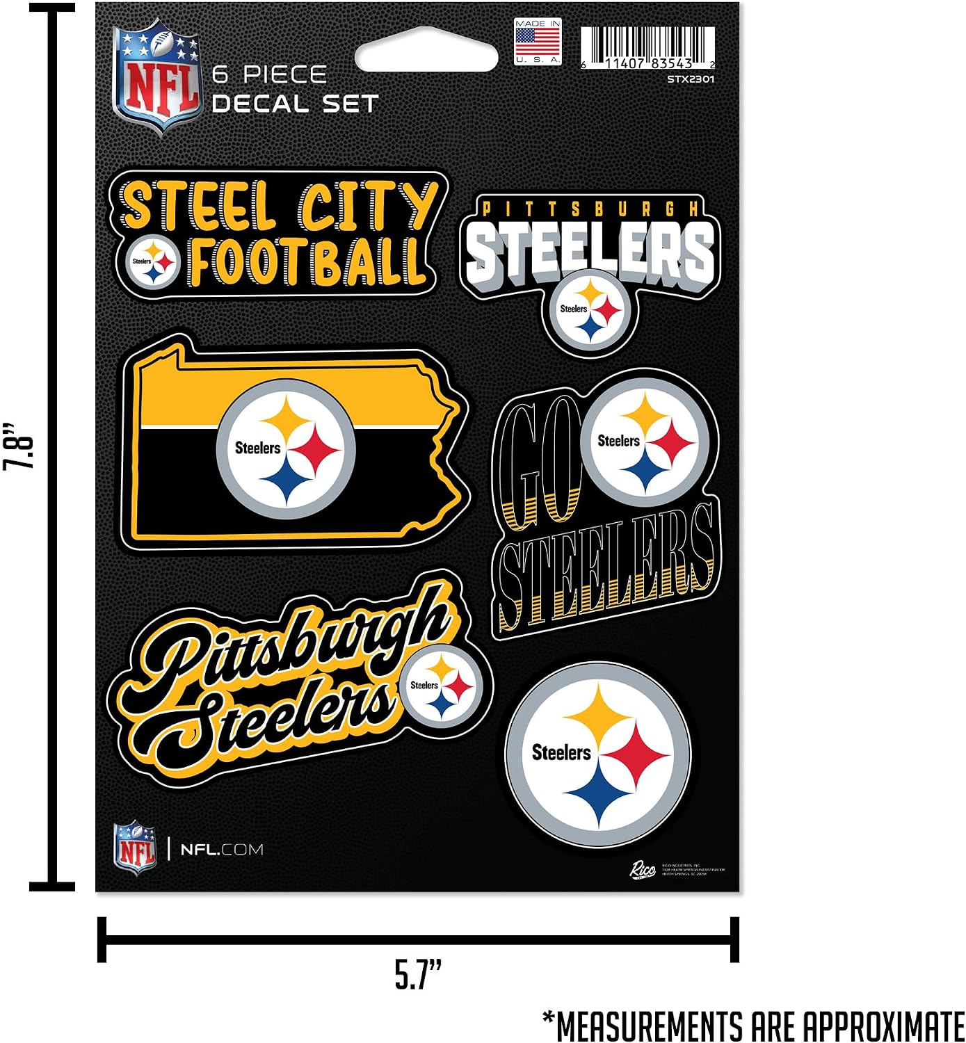 Detalle de Rico Industries NFL Football 6-Piece Decal Set