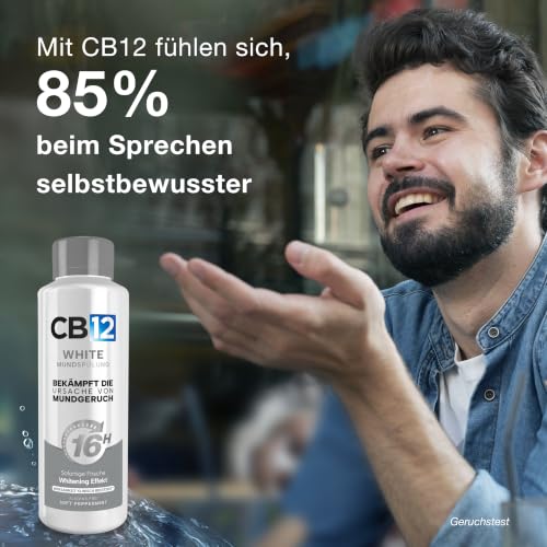 Thumbnail 10 de CB12 White Mundspülung Mint, 500 ml – 12 Stunden frischer Atem, Zähneaufhellung nach 2 Wochen, Fluorid für stärkeren Zahnschmelz