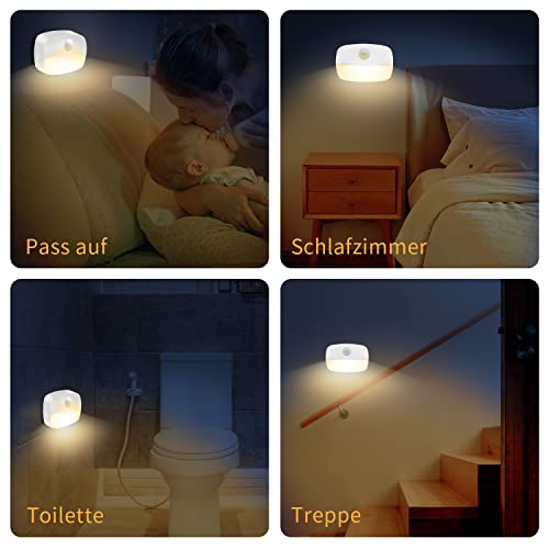 Thumbnail 5 de AmmToo luz de Noche, Nocturna LED con Sensor Movimiento,LED Batería Nocturna Infantil Luz para Habitación Bebé, Adecuada para Dormitorio, Baño, Inodoro, Escaleras, Cocina, Pasillo (8 unidades)