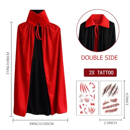 Detalle de Ecloud Shop Mantello di Halloween per bambini, double face nero e rosso, 80 cm