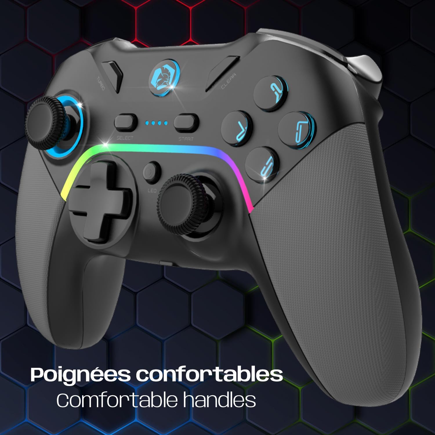 Thumbnail 2 de EMPIRE GAMING – Manette de jeu sans fil WiFi 2,4 GHz rechargeable (PC/PS3/Switch) avec macro, double vibration et jack 3,5 mm