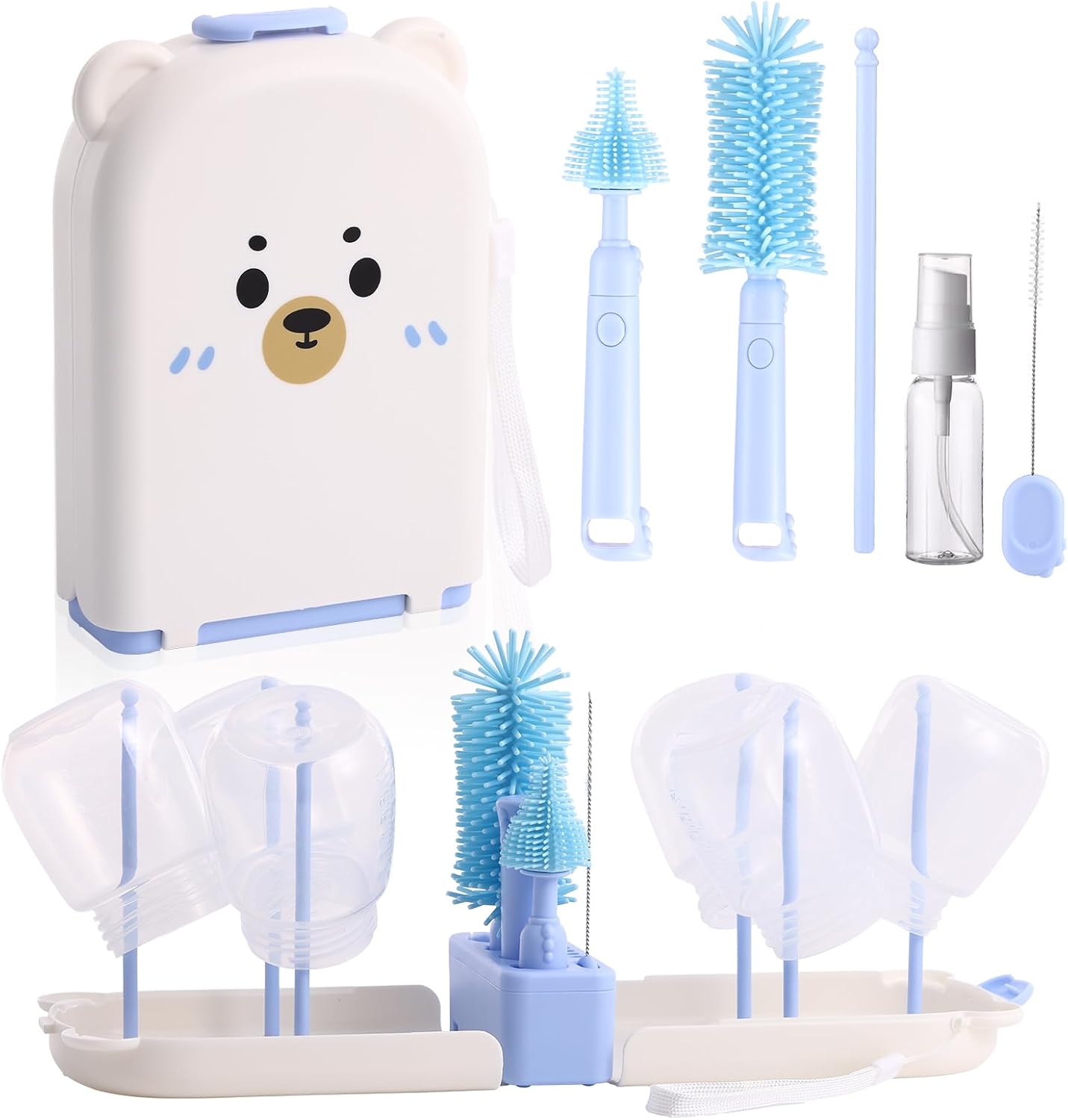 Thumbnail 6 de Hranio Baby Bottle Brushes Set with Travel Drying Rack and Soap Dispenser (Pink)
