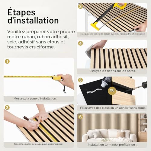 Detalle de TONOR Panneau Mural de Bois Teck 120x60 cm – Lot de 10