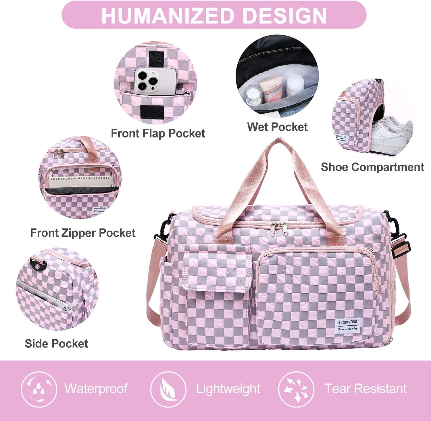 Thumbnail 4 de Small Gym Bag Travel Duffle 28x50x21cm