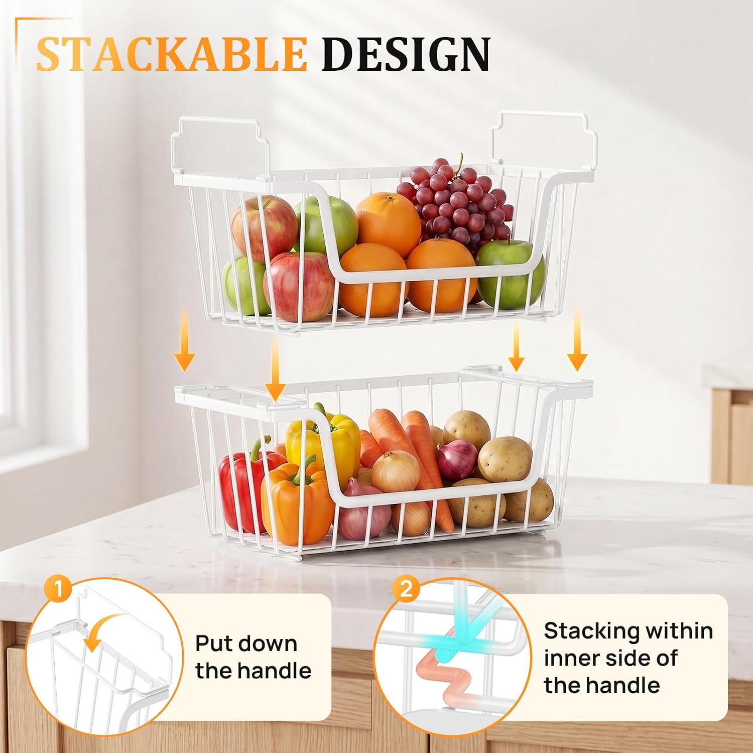 Detalle de SUNALLY Stackable Wire Storage Baskets