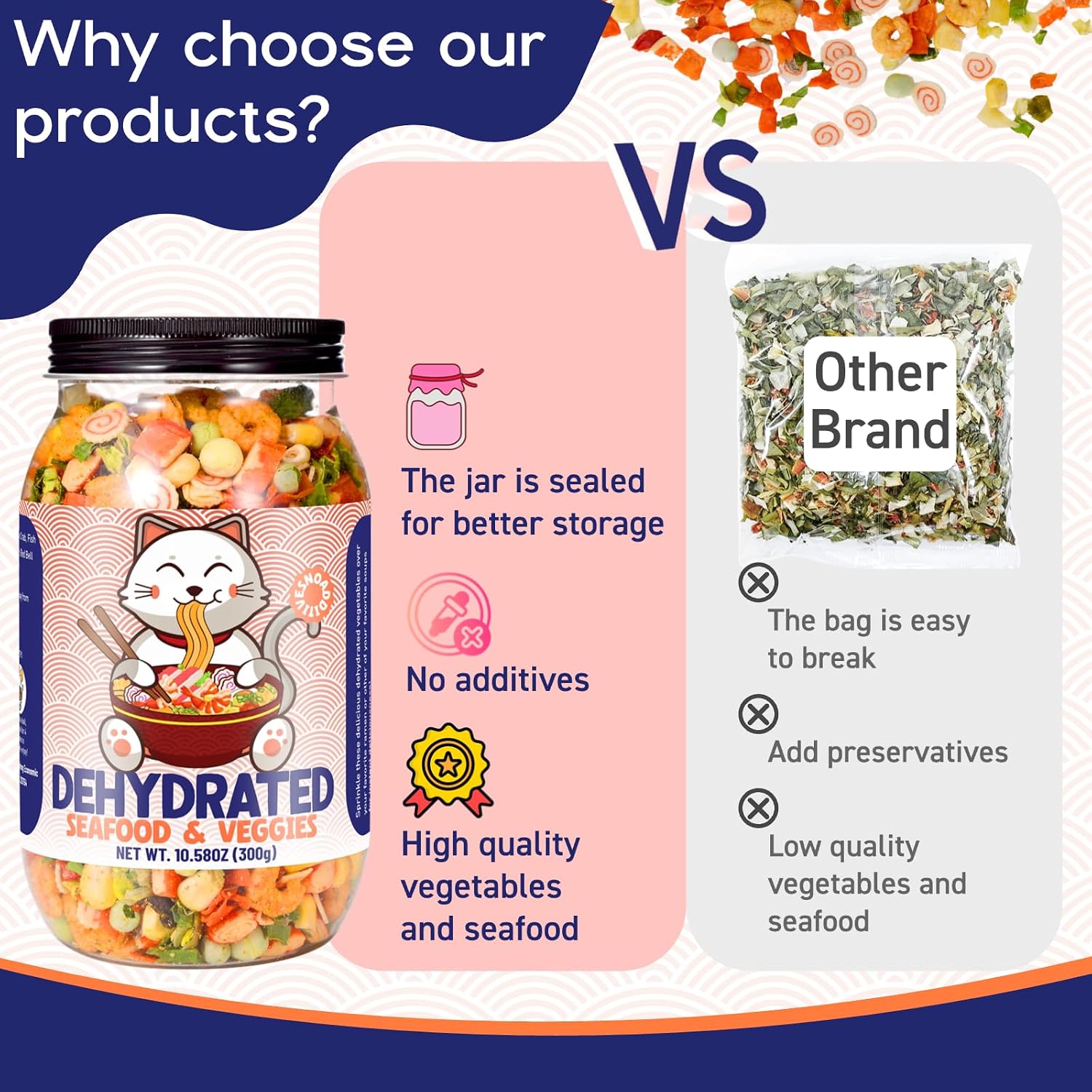 Detalle de Egcina Dehydrated Ramen Topping Mix, 10.58 oz Seafood and Vegetables