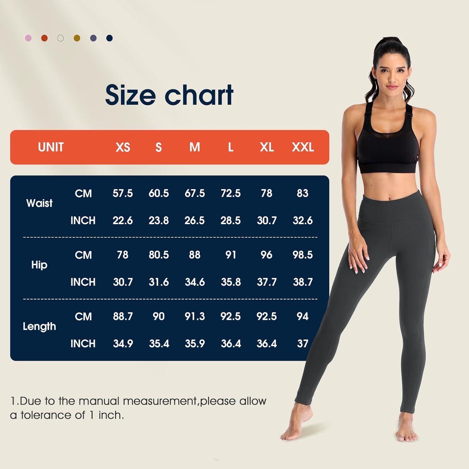 Thumbnail 4 de Occffy Legging de Sport Femme Pantalon de Yoga avec Poches P107
