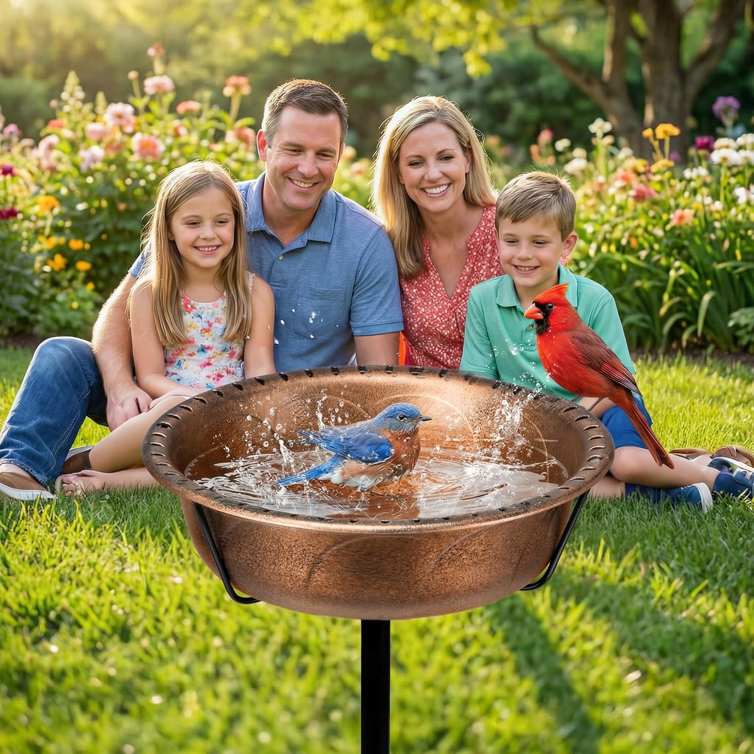 Thumbnail 1 de VIVOHOME metal vintage bird bath with detachable bowl and 4-pronged base (retro bronze finish)