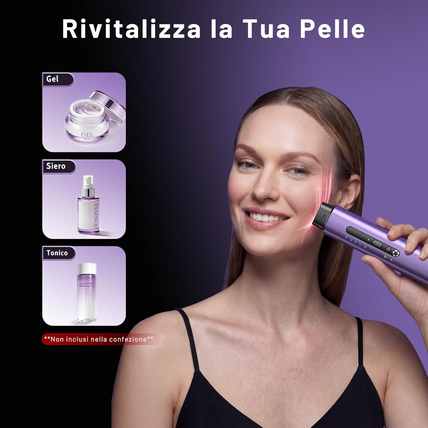 Thumbnail 5 de Radiofrequenza Viso Professionale con Microcorrente e LED – Massaggiatore Viso Viola