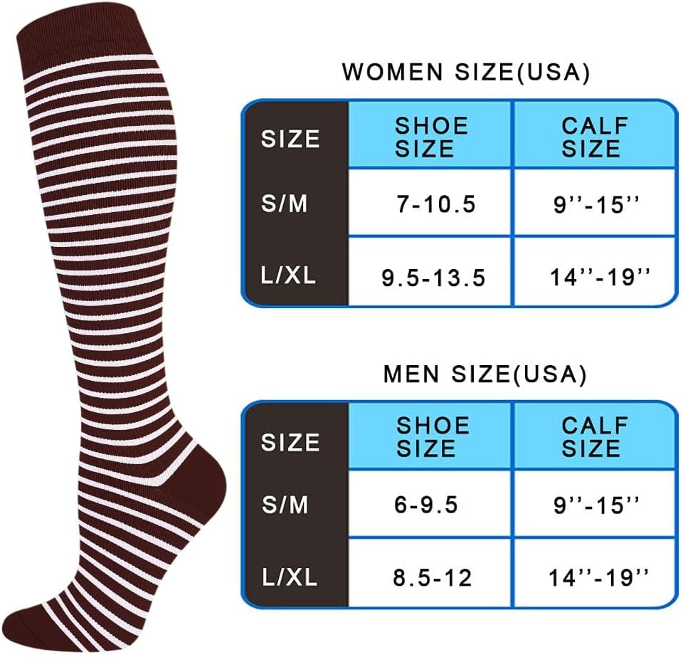 Detalle de DHSO Graduated Compression Socks, 6 Pairs, 15–20 mmHg Knee-High