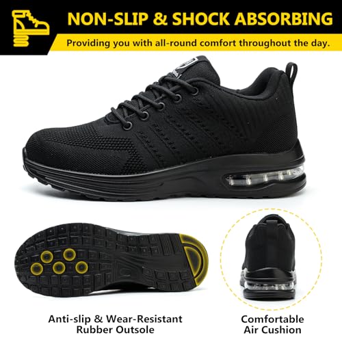Detalle de Baofular Safety Trainers – Steel Toe, Lightweight & Breathable Work Trainers (Men/Women, UK 7)