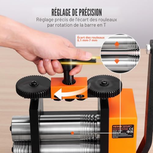Detalle de VEVOR Laminoir de Bijoutier 76 mm – Laminage ajustable 0,1–7 mm pour bijoux