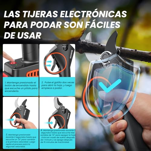 Detalle de Tijeras de Podar Eléctricas MuatCtarom 33–35 mm: potencia, autonomía y precisión para poda profesional