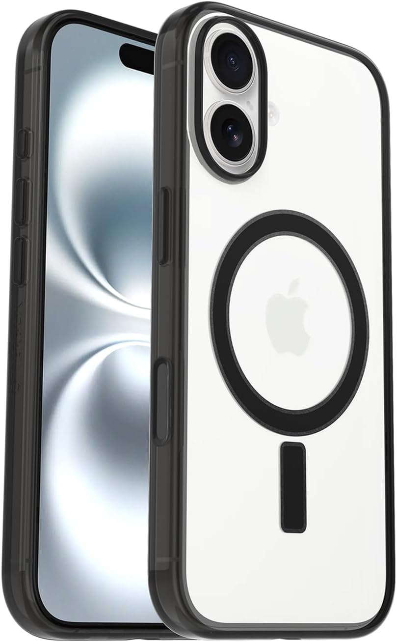 Detalle de OtterBox Clear Case con MagSafe per iPhone 16 – Ultra sottile, protezione MIL-STD 810G e cover MagSafe