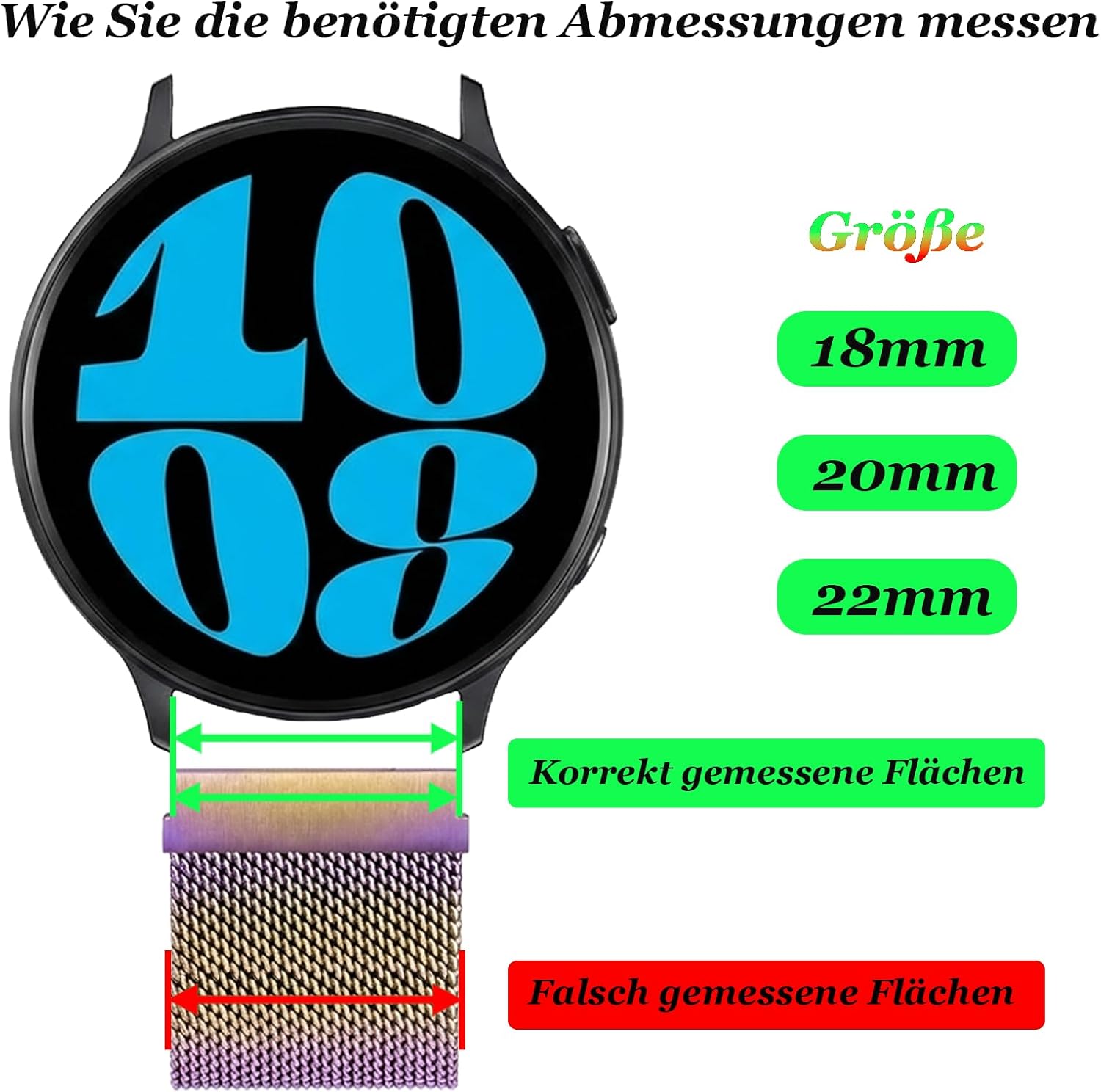 Thumbnail 4 de SYSMYXGS Edelstahl Mesh Uhrenarmband 18/20/22 mm – magnetischer Verschluss, kompatibel mit Damen & Herren