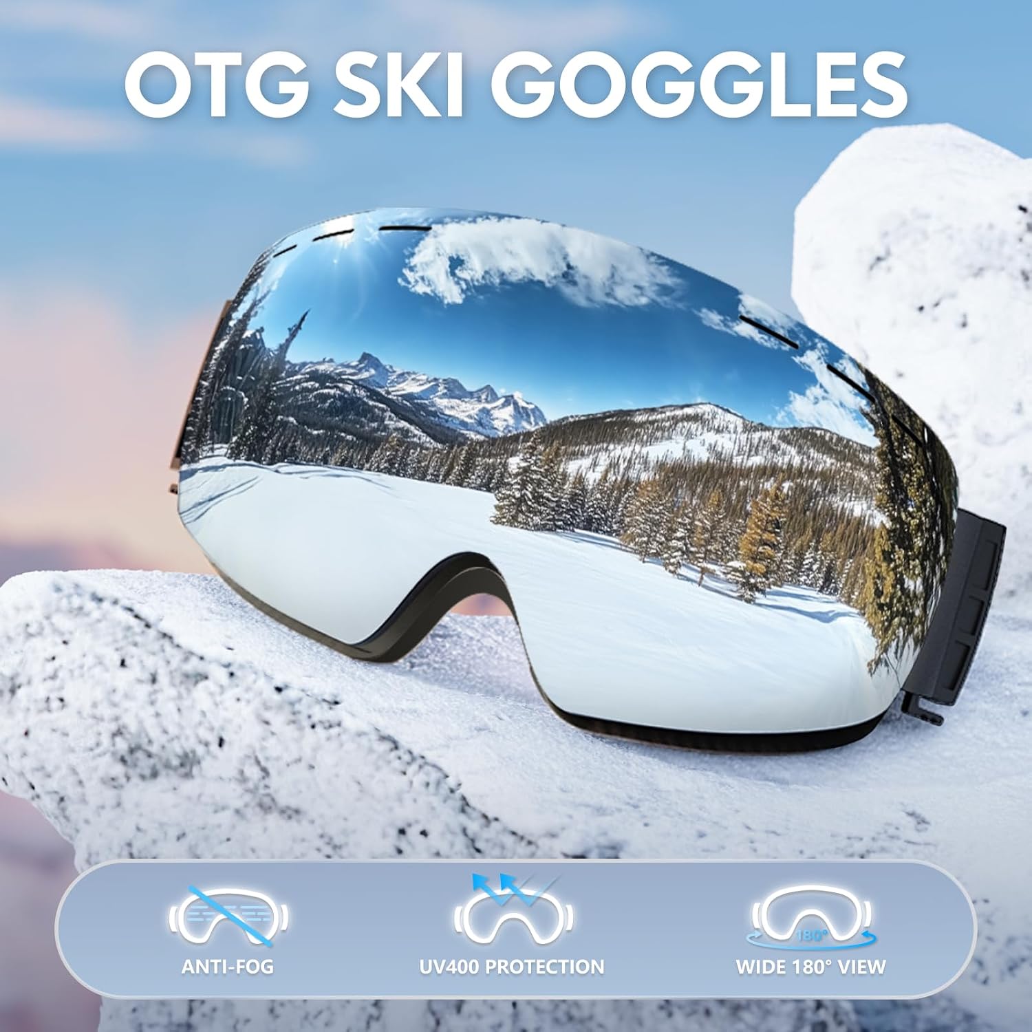 Detalle 2 de DADA-PRO Ski Goggles OTG 20% Wider View