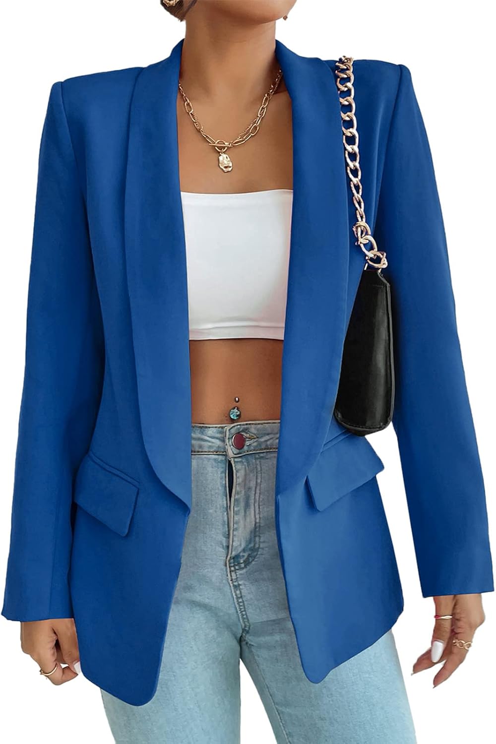 Thumbnail 6 de ALSOGO Damen Blazer Langer Casual Open Front – Büro-Style mit Taschen