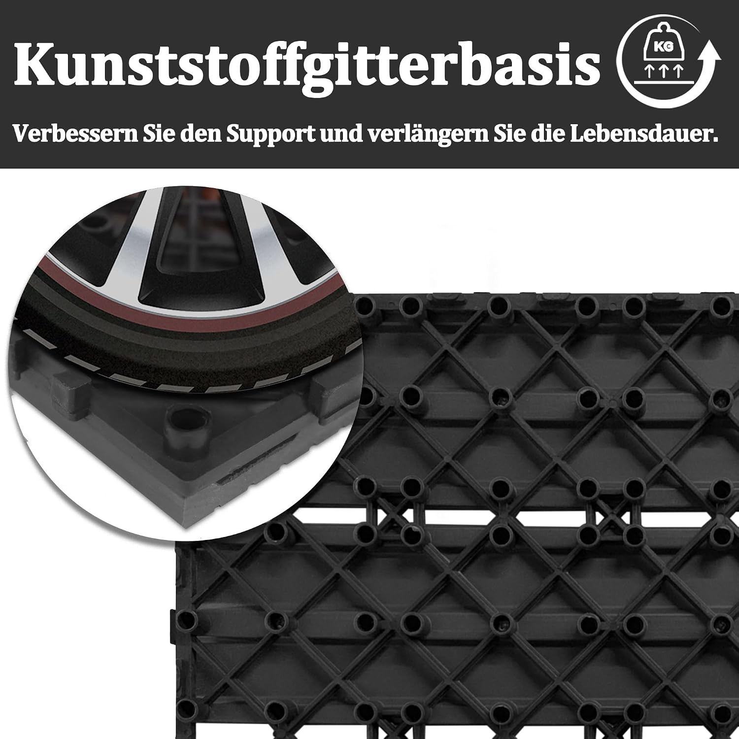 Thumbnail 4 de Aufun 22 Stück Terrassenfliesen WPC 30x30 cm in Holzoptik mit Klicksystem (Type A Anthrazit)