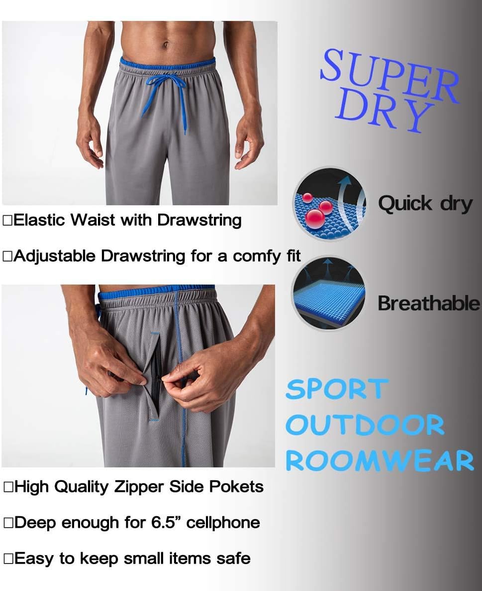Thumbnail 4 de KEFITEVD Herren leichte Jogginghose mit Zip-Taschen und Meshgewebe