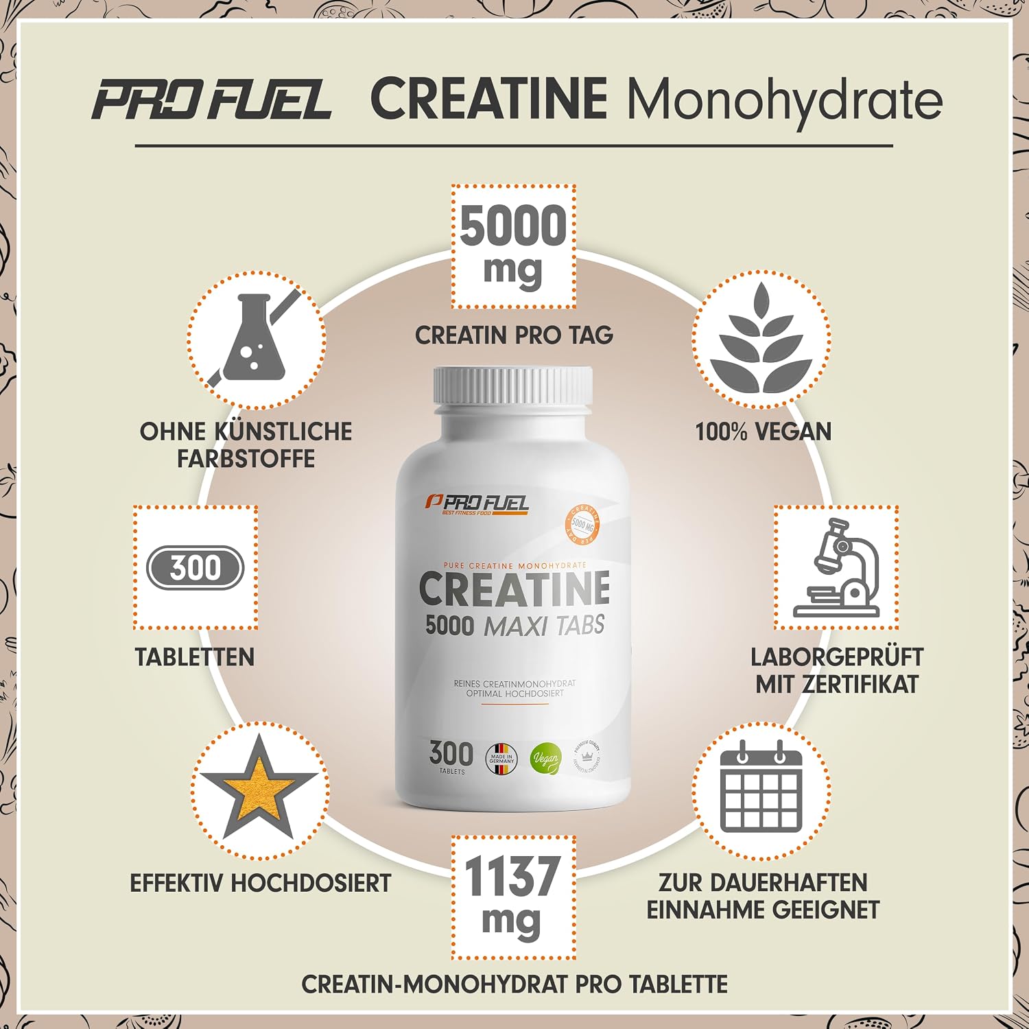 Detalle 2 de Creatin Tabletten 300x — 5685 mg Creatin-Monohydrat 💊